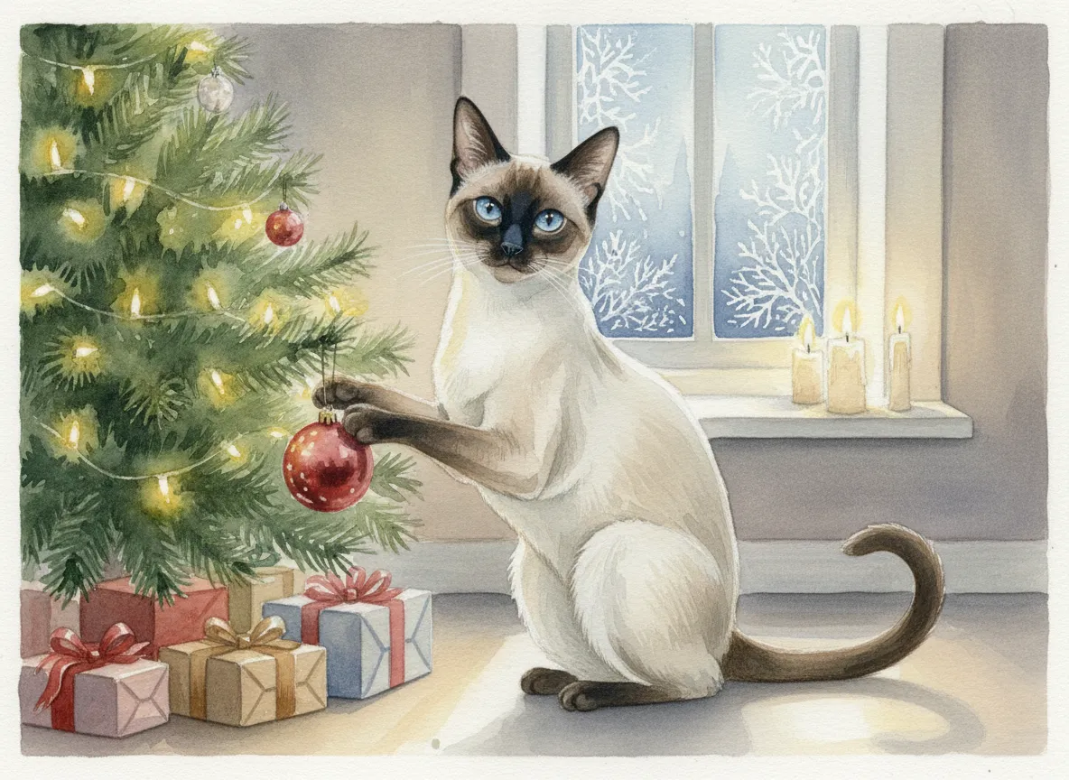 Siamese watercolor calendar month 12